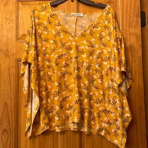 Gold flutter sleeve top